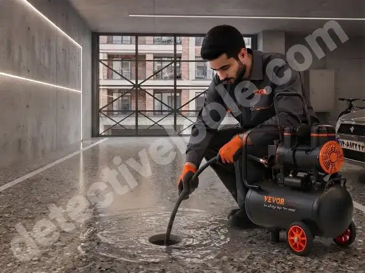باز کردن گرفتگی لوله پارکینگ با تراکم هوا