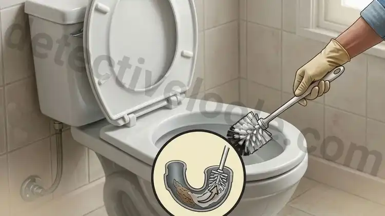 گرفتگی توالت فرنگی با مدفوع را با برس توالت باز کنید