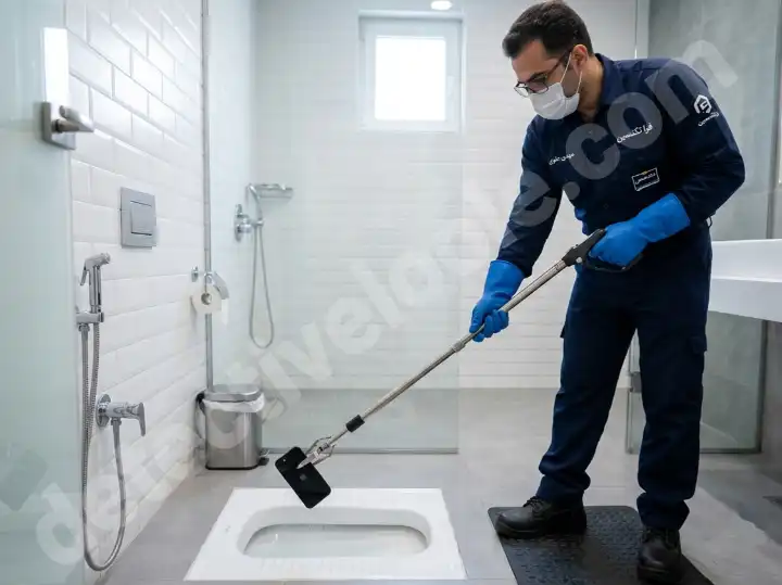 درآوردن گوشی از توالت بصورت تخصصی توسط تکنسین